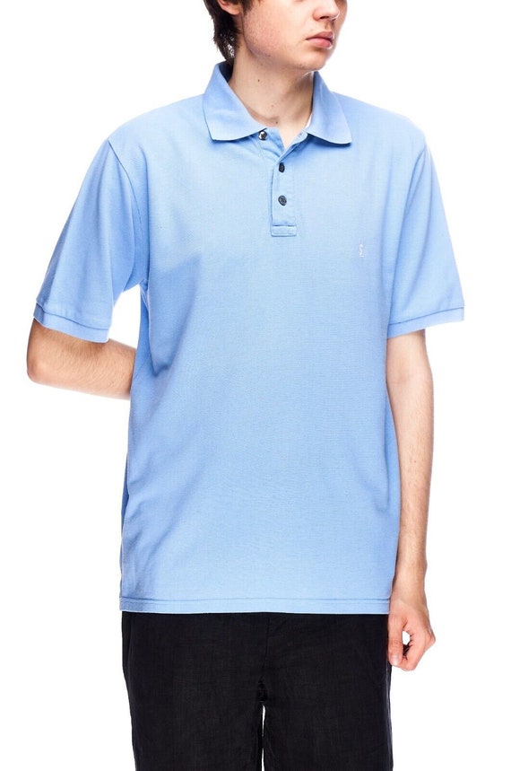 Vintage Yves Saint Laurent Polo Shirt, Blue Cotton Mens Size M - Etsy