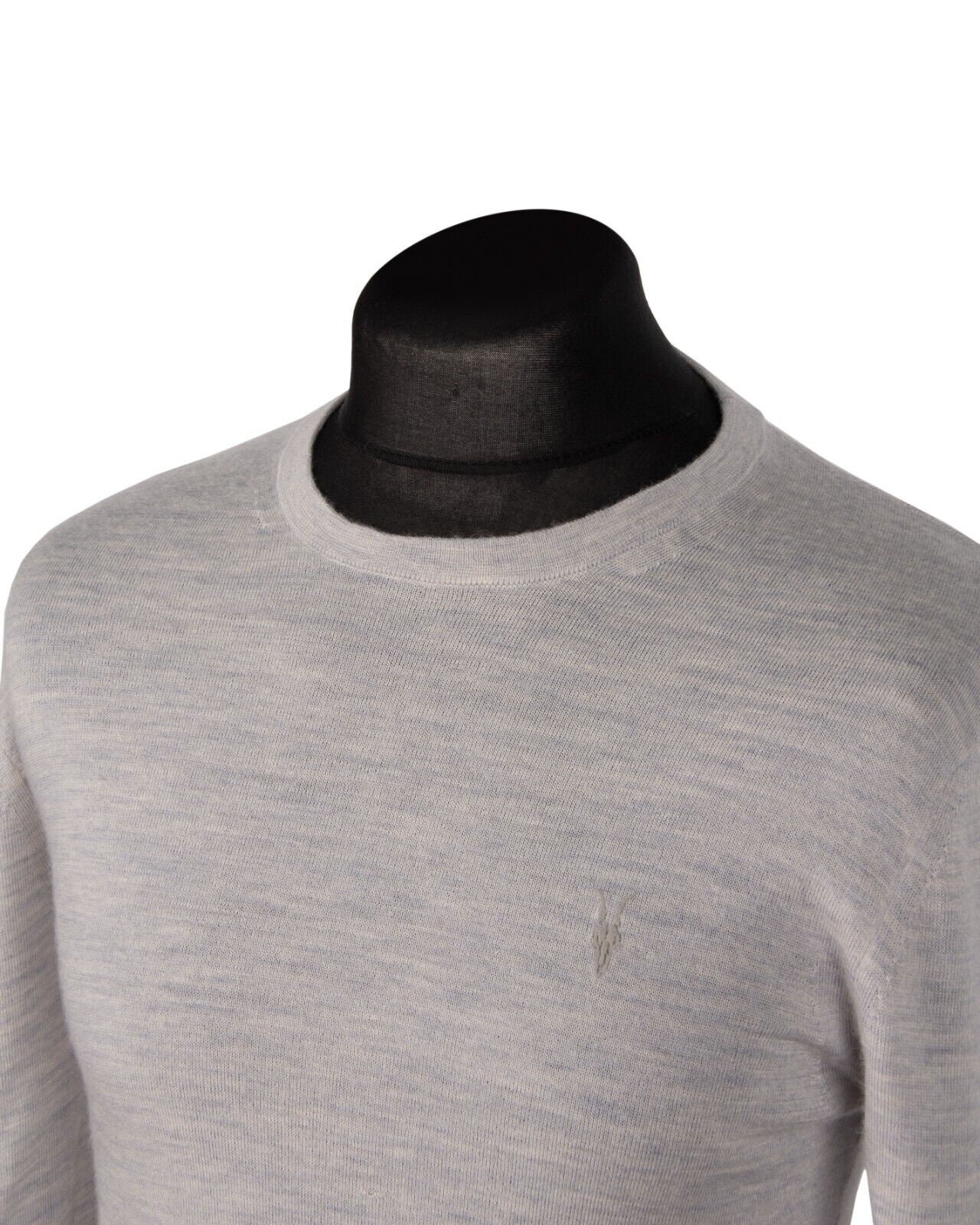Pull col rond mouliné vert in Coton, laine