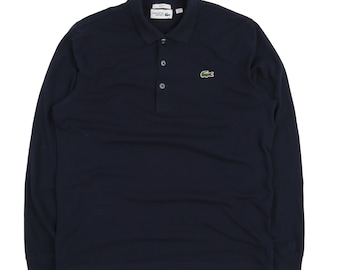 LACOSTE Navy Blue Polo Neck Cotton Longsleeve Mens Size 5 / L Slim