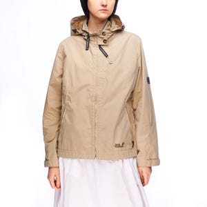 JACK WOLFSKIN Hooded Jacket Beige Women&#39;s Outdoor Size 16 UK / L