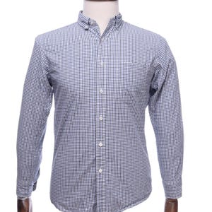 Chemise boutonnée en coton à carreaux grise UNIQLO M