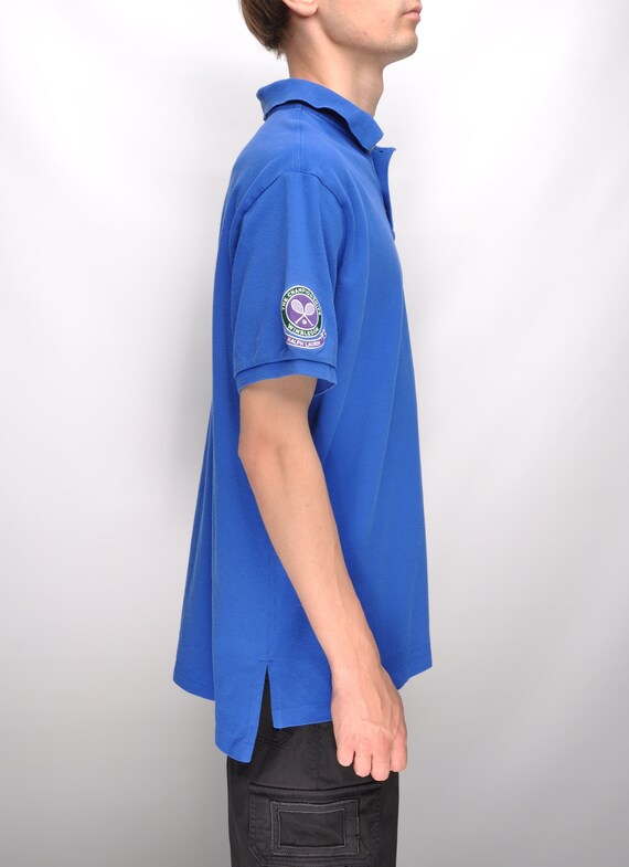 RALPH LAUREN Big Pony Blue Pique Cotton Logo Polo Shirt Mens Size