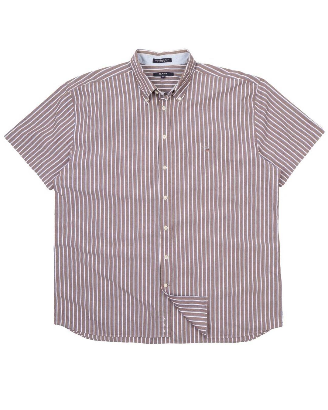 GANT Camisa larga de popelín playero de algodón a rayas marrones