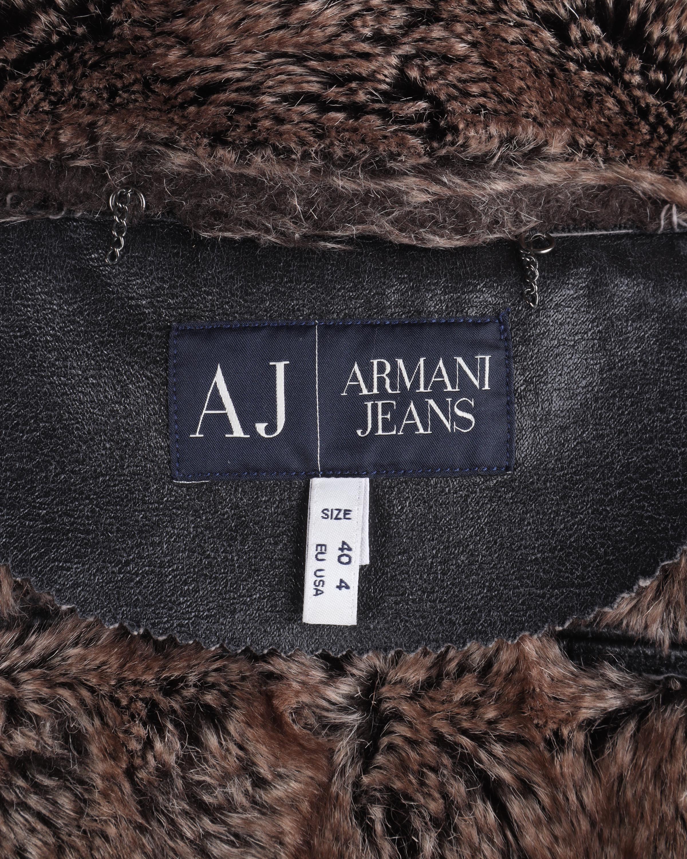 ARMANI JEANS Jacket Brown Women's Faux Shearling Size 40 IT - Etsy