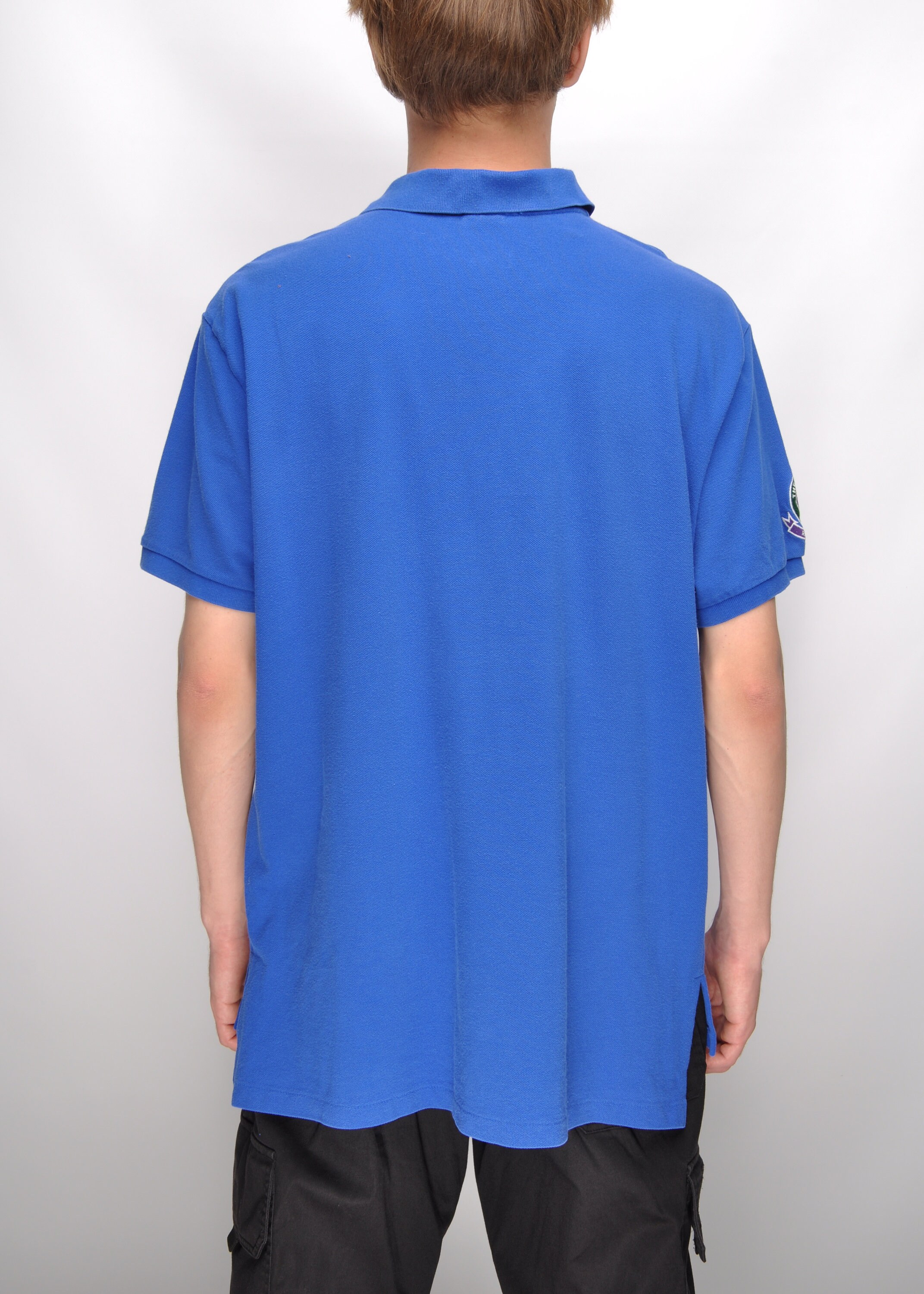RALPH LAUREN Big Pony Blue Pique Cotton Logo Polo Shirt Mens Size
