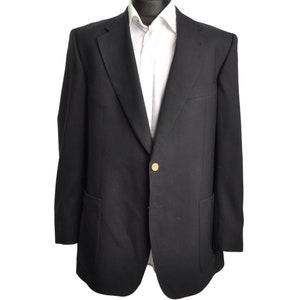 BURBERRY Club Blazer Black Wool Gold Tone Button Men&#39;s Jacket Size 54 IT