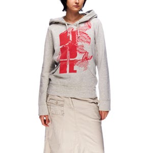 DIESEL ジャンパー グレー コットン プリント ビーズ レディース パーカー サイズ M