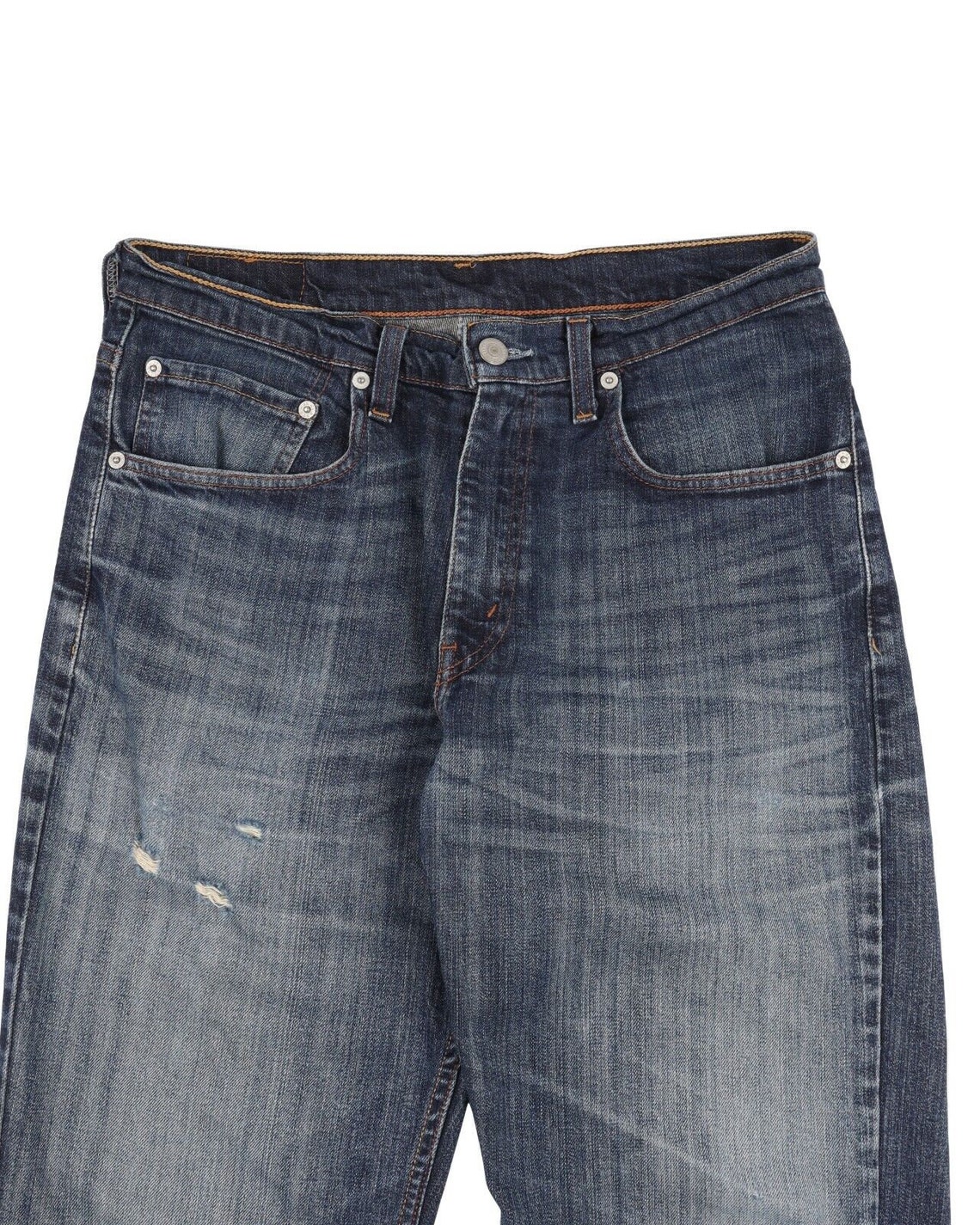 Vintage LEVIS 752 Jeans Navy Blue Stretch Men's 5-Pockets Distressed Denim Size 32x30, foto 3 di 5