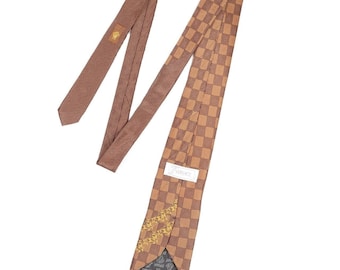 VERSACE Men's Brown Check Baroque Leaves Silk Woven Tie Necktie Authentic Designer Accessories