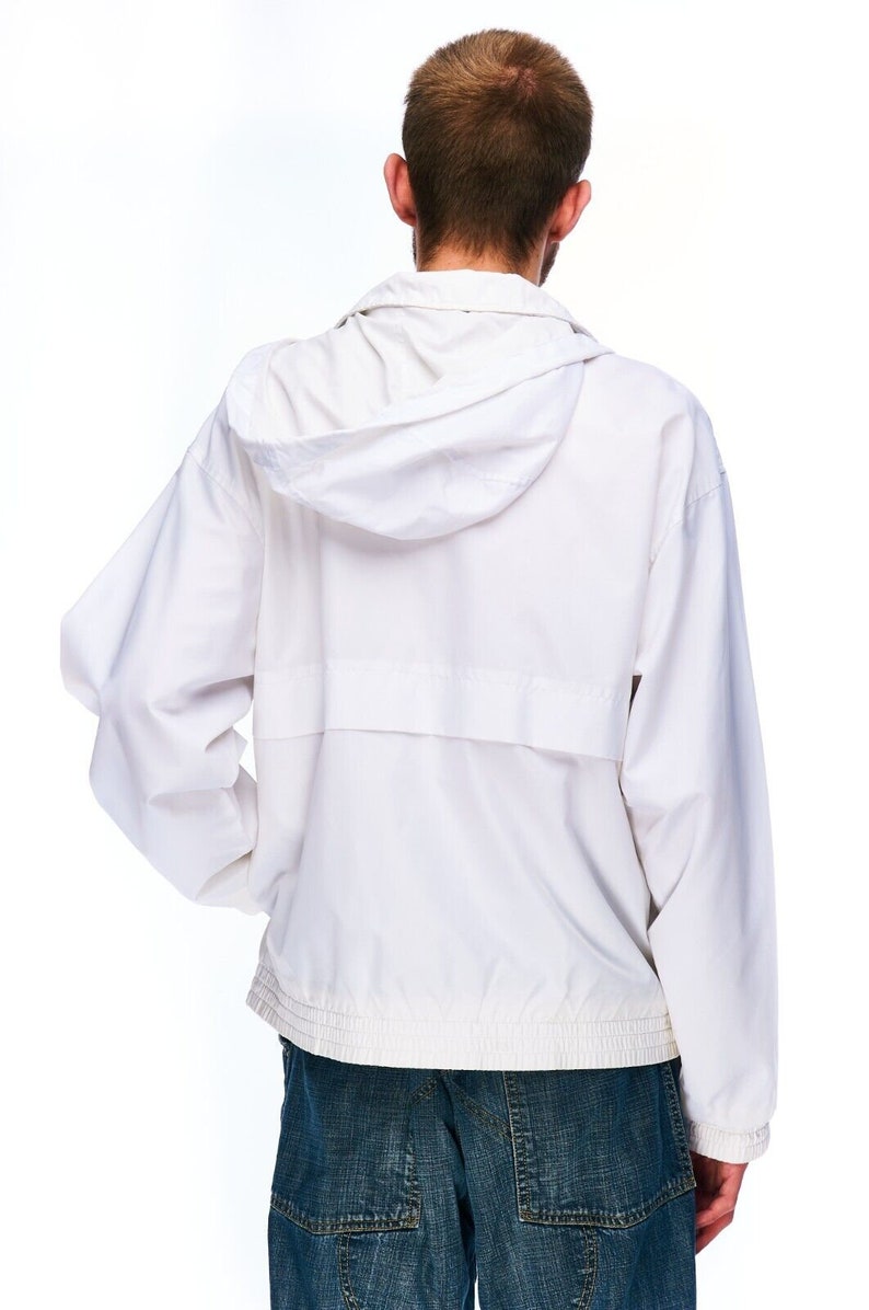 FILA Hooded Jacket White Nylon Men's Sportswear Big Logo Size 46
