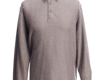 LL BEAN Jersey de punto gris con cuello polo para hombre Talla L