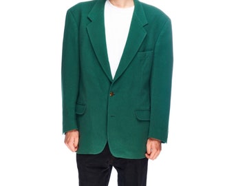 YSL YVES SAINT Laurent Men's Green Wool Cashmere  Blazer Jacket Size 54 It Authentic Vintage Wear