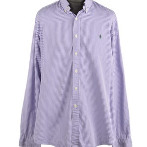 RALPH LAUREN Purple Striped Cotton Shirt Size XXL