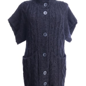 Thomas BURBERRY Grey Wool Blend Womens Short Sleeve Knit Coat Jacket Size XS
