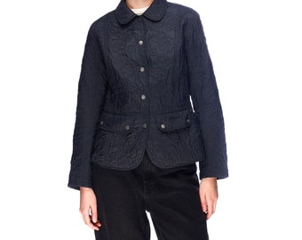 Vintage BARBOUR Fauna Quilt Jacket Black Women's Size UK 10 / US 6 Authentic