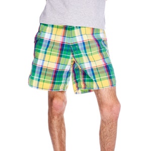 POLO RALPH LAUREN Men&#39;s Multicolor Check Cotton Nylon Swim Shorts Trunks Size 30 Authentic Designer Wear