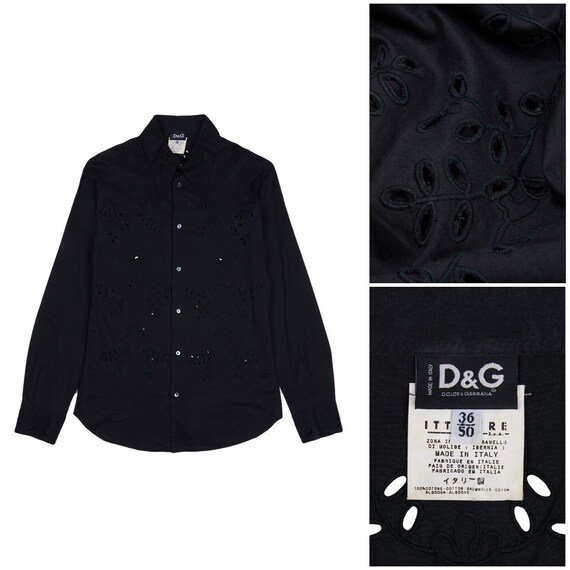 D&G DOLCE GABBANA Shirt Black Semi Transparent Op… - image 1