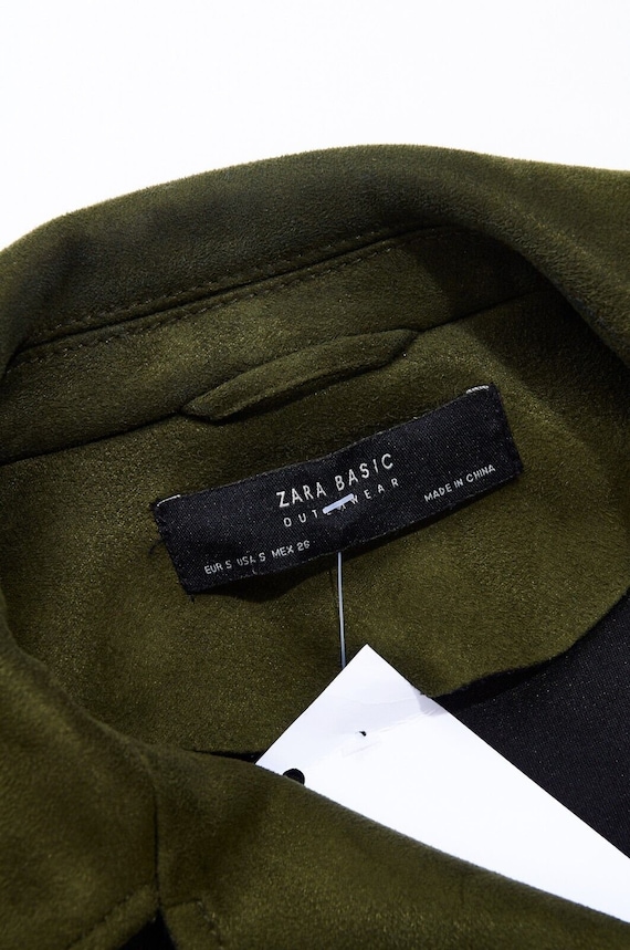 ZARA Basic Women's Green Suede Effect Cropped Bik… - image 5