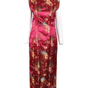 Chinese Red Satin Dress Womens Size XL