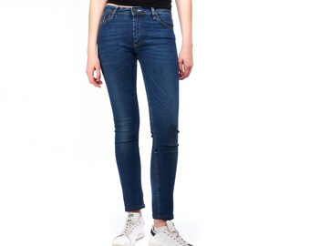 Pantalones ajustados de algodón de mezclilla azul marino para mujer de ACNE Flex/Fresh Jeans, talla 28/34