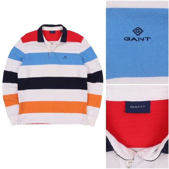 GANT Men s Red Cotton Polo Shirt Neck Longsleeve Rugby Jumper Size L Authentic Designer Wear Etsy Canada
