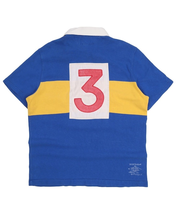 POLO RALPH LAUREN Men s Blue Yellow Cotton Polo Shirt Size L Authentic Designer Wear Etsy Canada