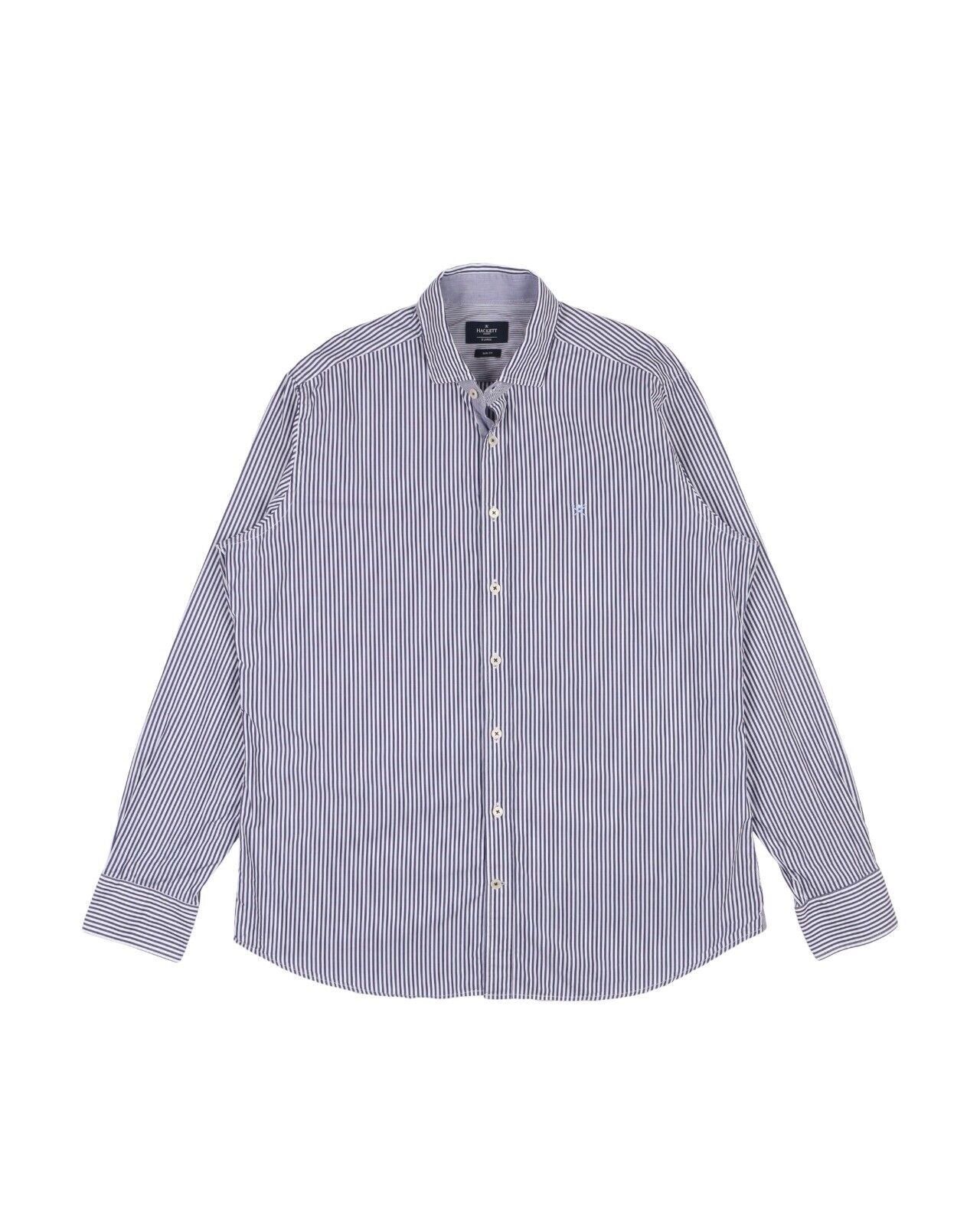 HACKETT Men's Blue Striped Cotton Shirt Slim Fit Size XL Authentic Designer Wear