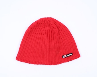 Vintage BERGHAUS rojo punto polar gorro tamaño un tamaño