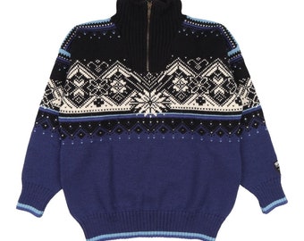 DALE OF NORWAY Men's Black Fair Isle Wool Knit Sweater Pullover Size Xs Authentic Designer Wear