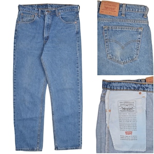 Vintage LEVIS 505 Navy Denim Straight Leg Jeans Men&#39;s Size 36x30