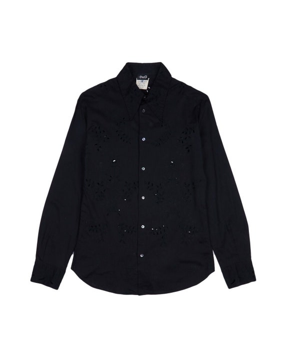 D&G DOLCE GABBANA Shirt Black Semi Transparent Op… - image 2