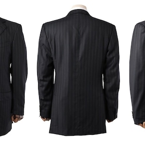 Men&#39;s ERMENEGILDO ZEGNA COUTURE Navy Stripe Wool Suit Jacket Size uk 40 it 50