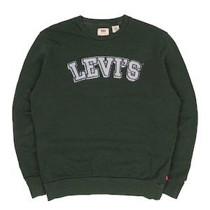 Men&#39;s LEVI&#39;S Green Cotton Crew Neck | Big Logo Levis Jumper | Levis Sweatshirt Size S