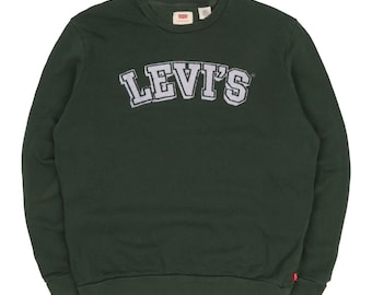 Men's LEVI'S Green Cotton Crew Neck | Big Logo Levis Jumper | Levis Sweatshirt Size S
