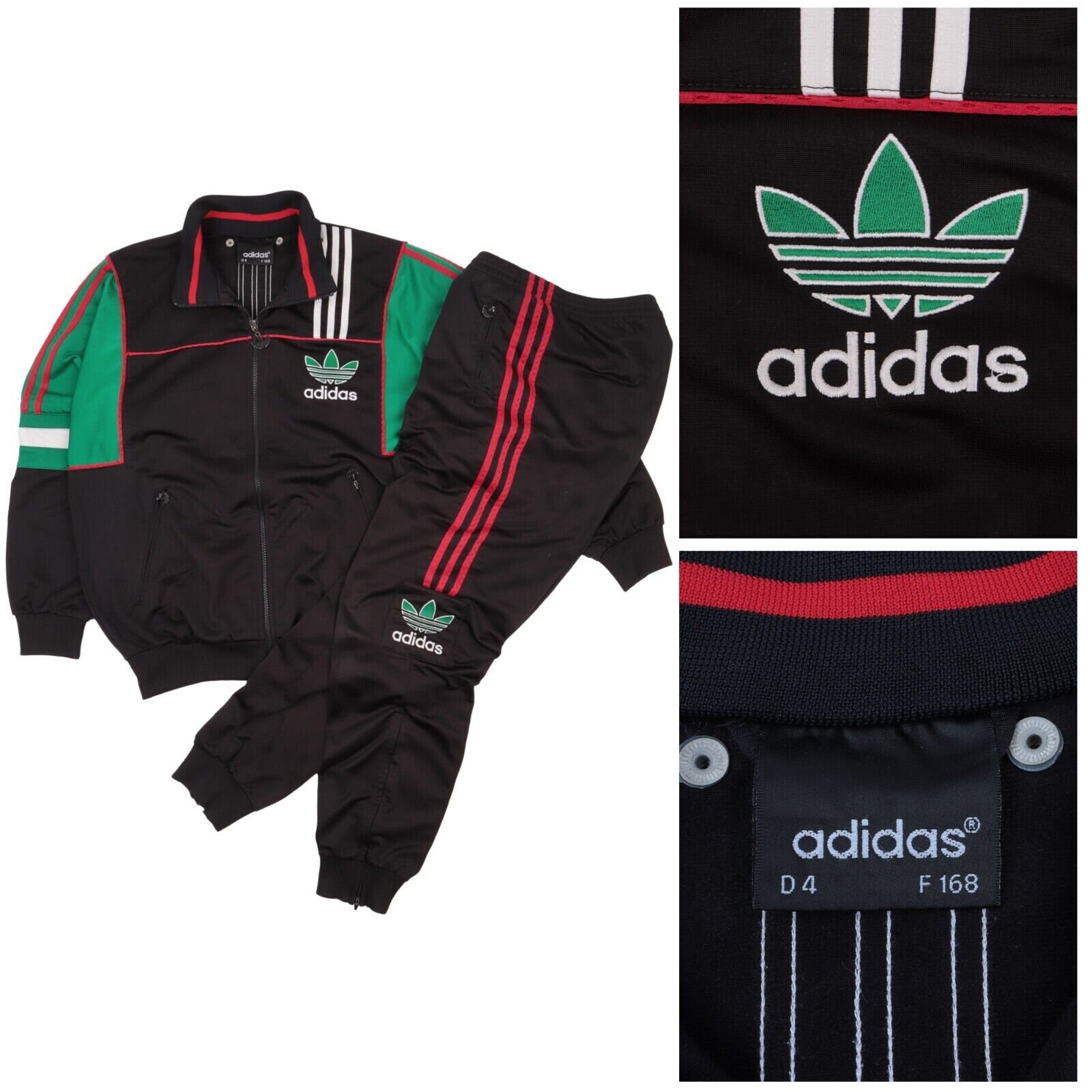 90s ADIDAS Men's Black Green Track Suit Jacket Pants Size Etsy