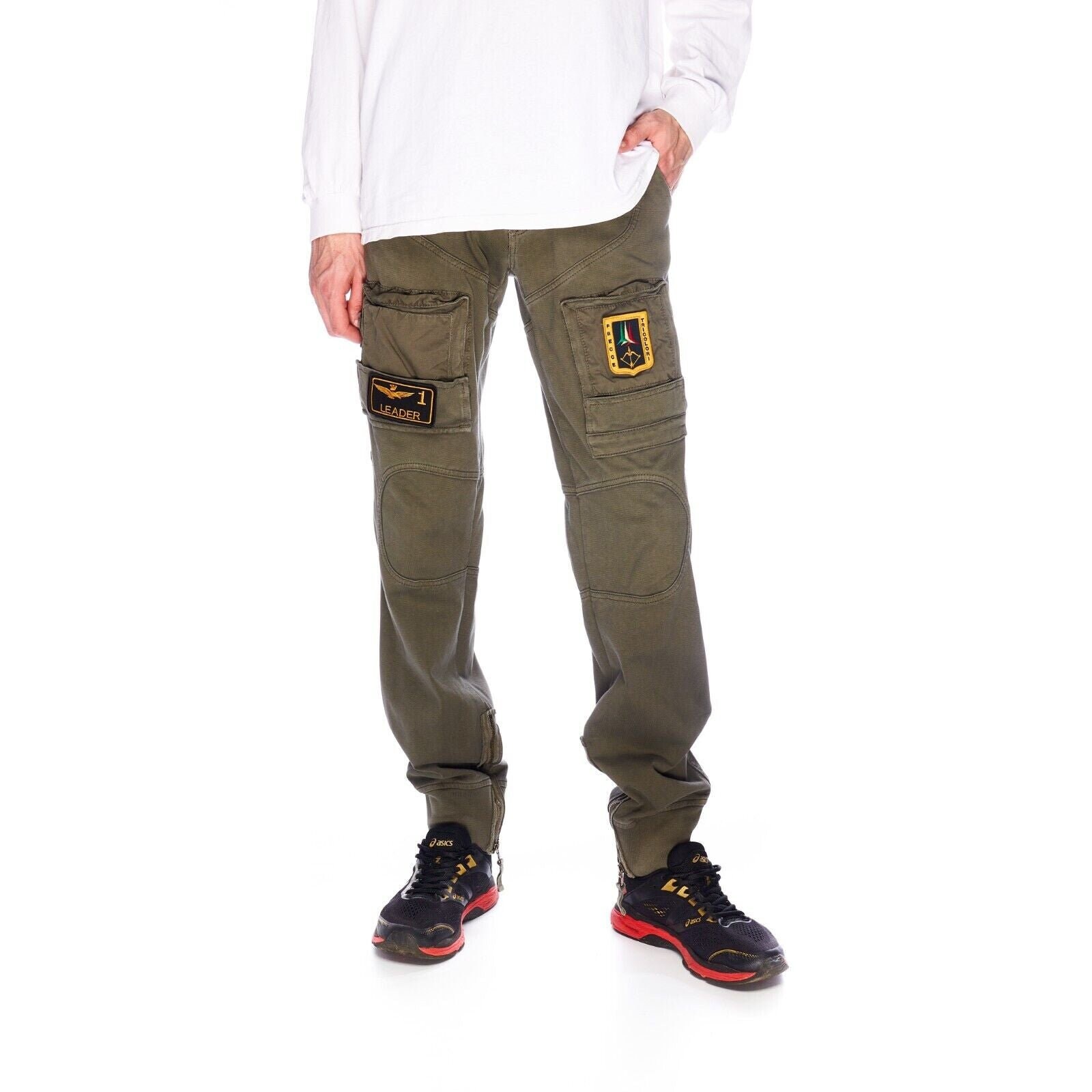 AERONAUTICA MILITARE Pantalones militares cargo de algodon gris caqui para hombre Talla M Vintage Ropa de disenador autentica Etsy Mexico