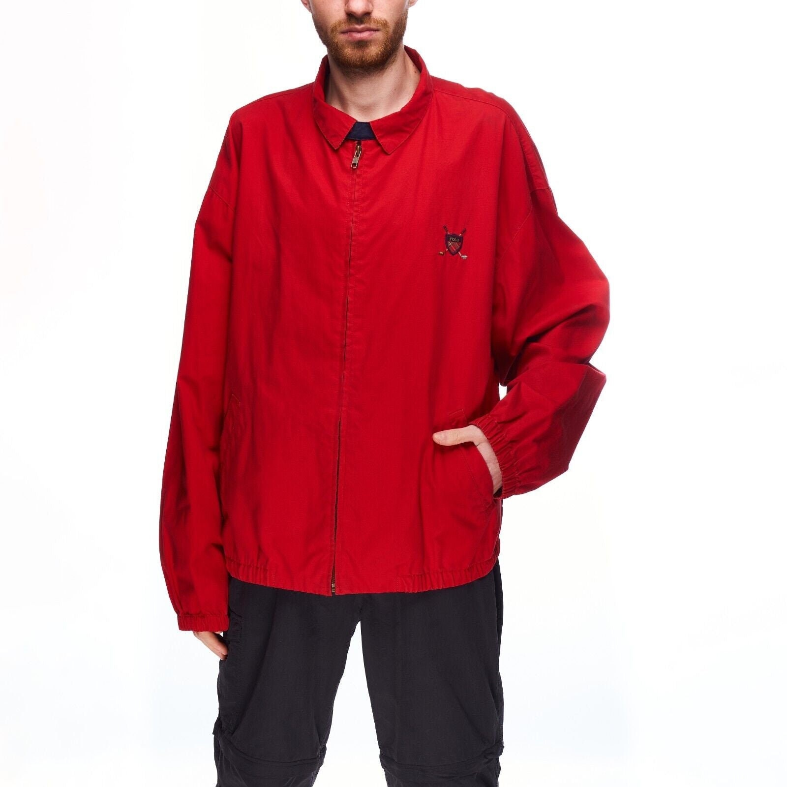 Polo RALPH LAUREN Men's Red Cotton Harrington Jacket Size XL