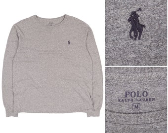 Polo RALPH LAUREN Grigio Girocollo Cotone Maniche Lunghe Uomo Taglia M