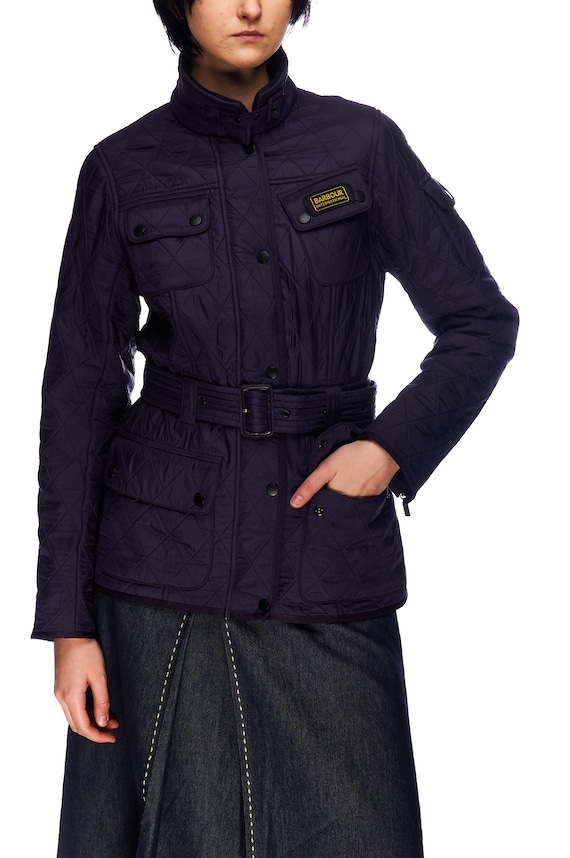 BARBOUR International Quilted Belted Jacket Purple Women s Size 10 UK 6 US