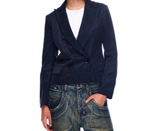 Y-3 Adidas x Yohji Yamamoto Blazer - Women's Navy Cotton Jacket, Size M