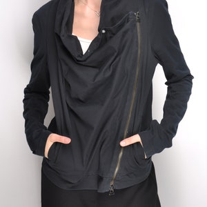 HELMUT LANG Black Cotton Womens Side Zip Jacket Size L