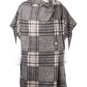 ALLSAINTS Grey Check Wool Blend Womens Short Short Sleeve Coat Jacket Size M / L
