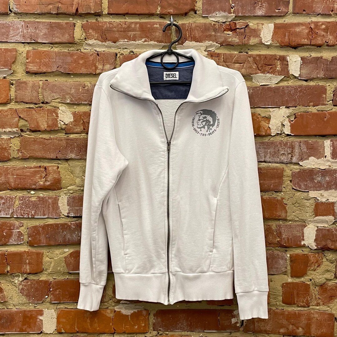 Vintage DIESEL Gray Cotton Track Top Zip Logo Jumper Size XS