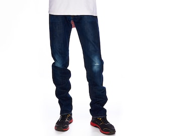 JAPAN BLUE Jeans Navy Blue Selvage Cotton Men's Faded Denim Size W32