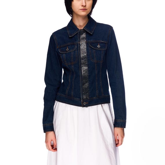 ジャケット DOLCE & GABBANA Woman Jacket Gnawed Blue F29TYTGDCLV F3981 Denim jacket with branded plate in Blue for Women