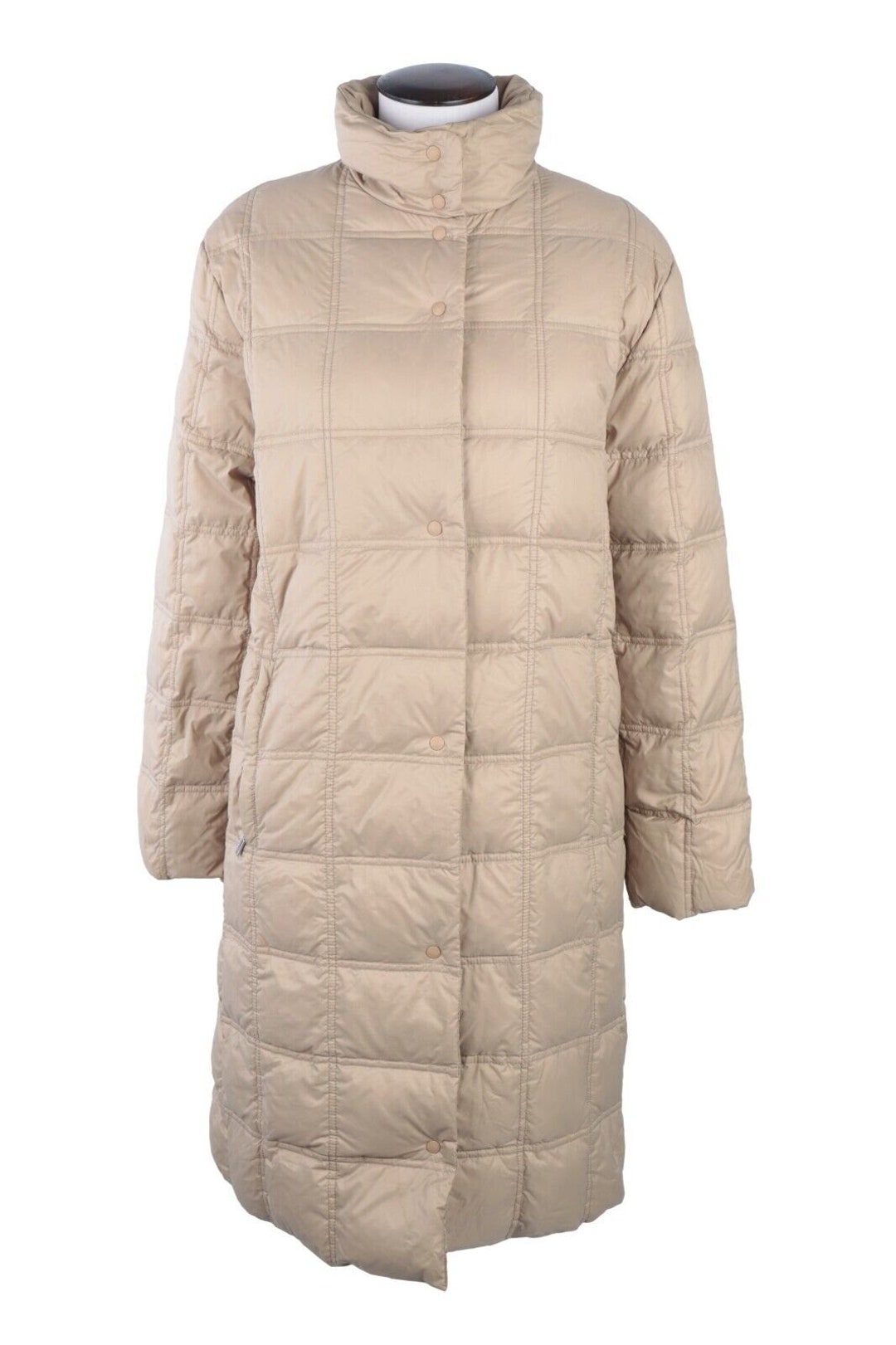 MONCLER piumino trapuntato beige da donna cappotto lungo taglia