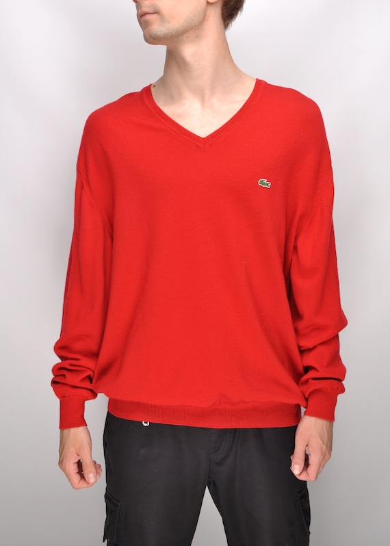 Pull rouge lacoste homme hot sale