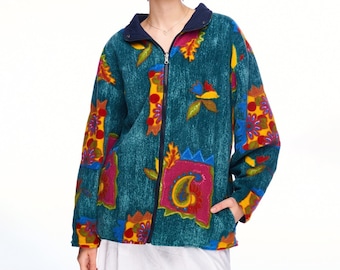 Vintage FILA MAGIC LINE Women's Multicolor Fleece Jacket Size M Authentic