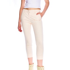 FABIANA FILIPPI Cropped Pants Beige Cotton Trousers Size 40 / 8UK / XS
