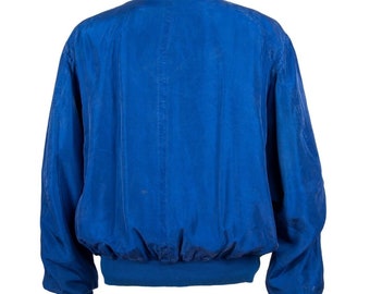 Vintage HUGO BOSS Men's Navy Silk Bomber Jacket Size 52